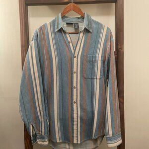 Vintage button down with denim stripes!
